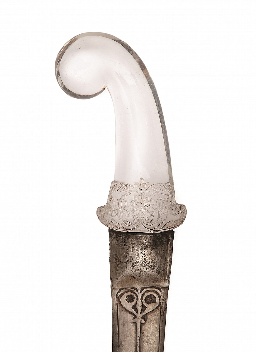 A rock-crystal-hilted khanjar dagger